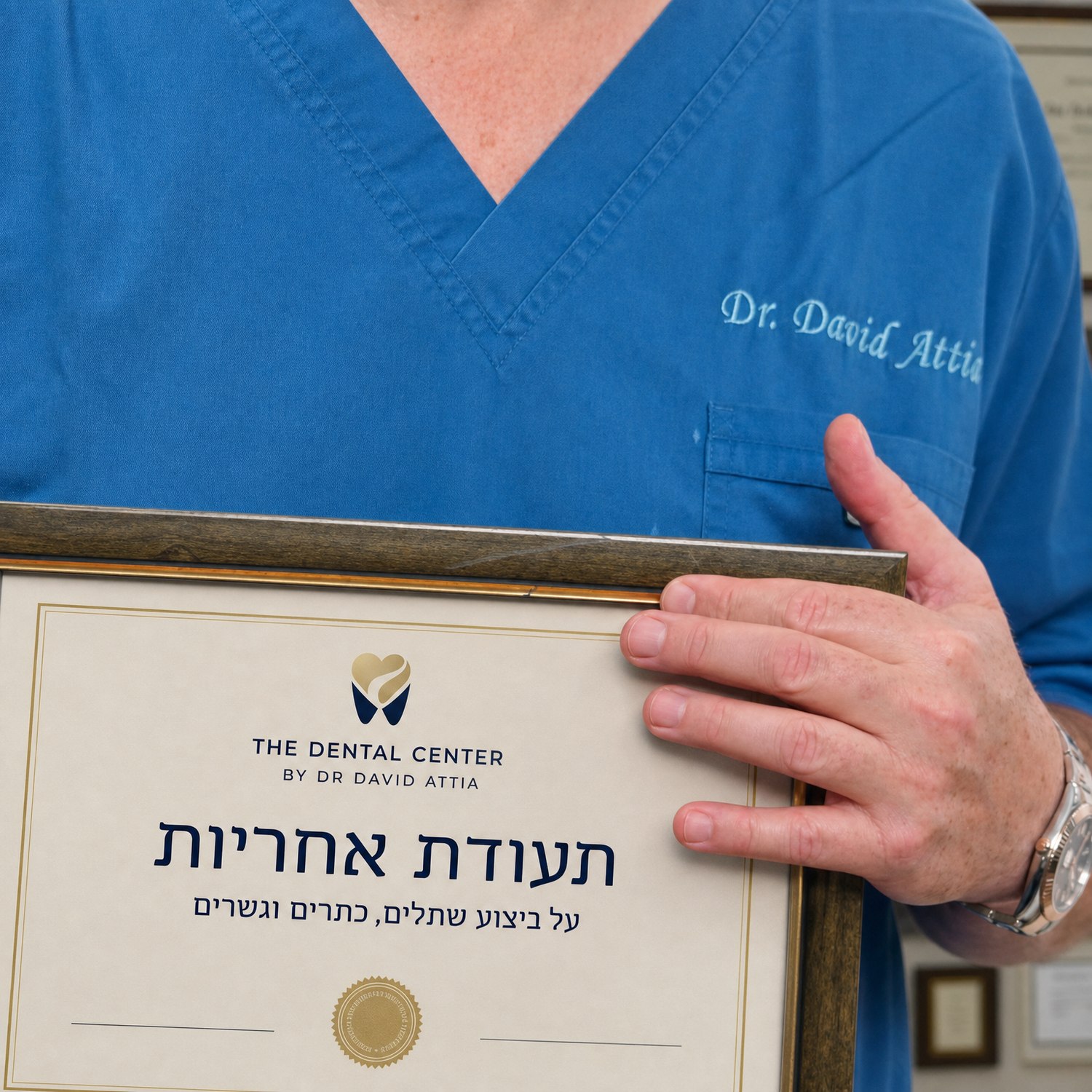 תעודת האחריות של The Dental Center על שתלים וכתרים
